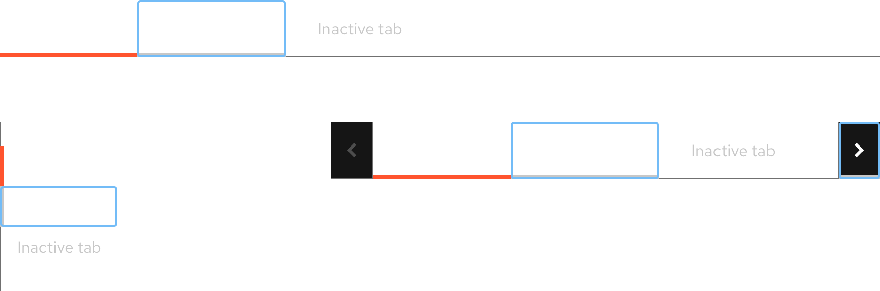 Image of dark theme open tabs focus states