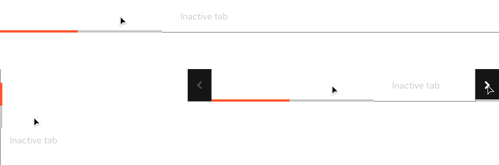 Image of dark theme open tabs hover states